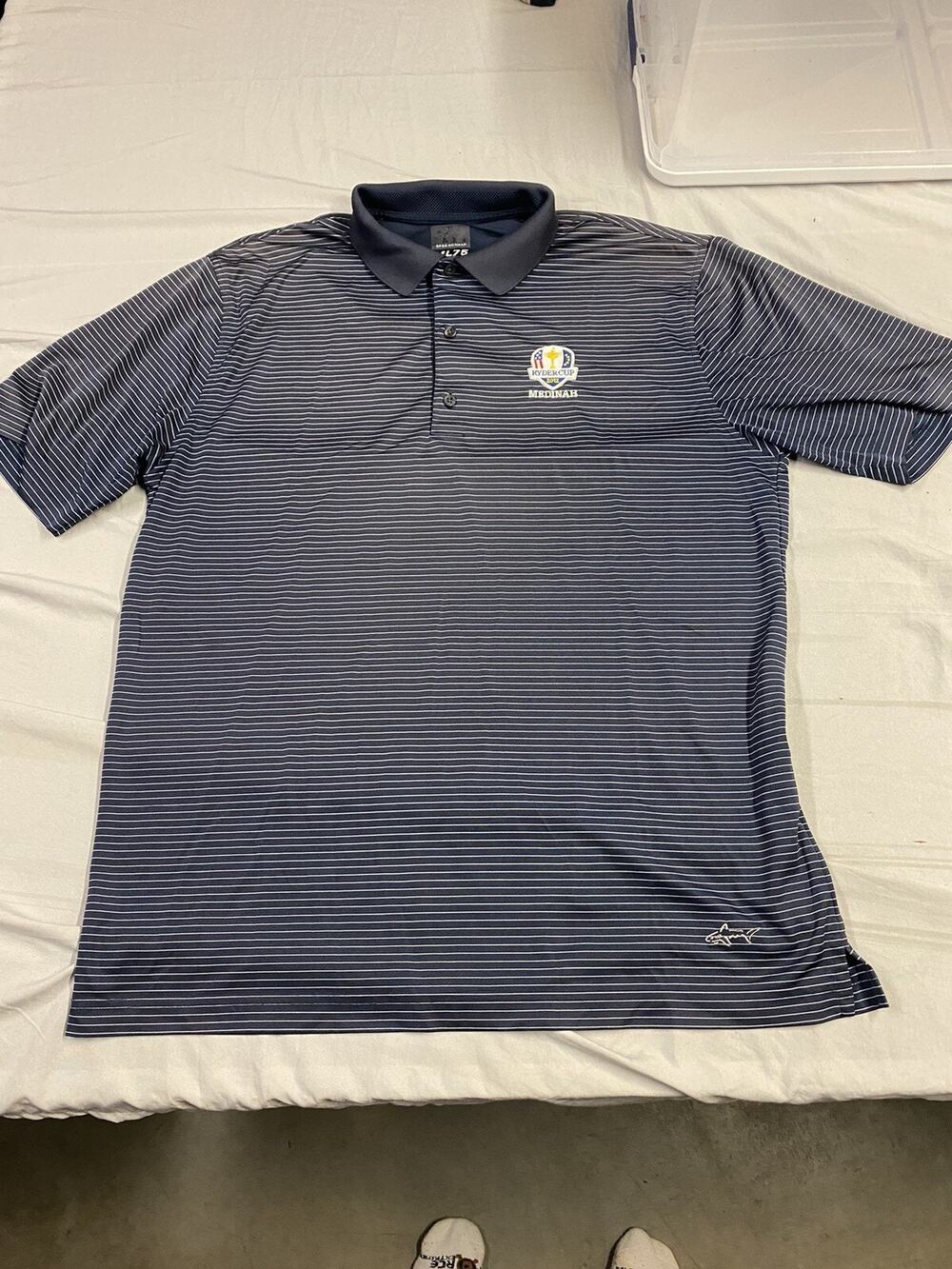 Men Polo Shirt Sz L Ryder Cup 2012 Medinah' Black Short Sleeve Greg Norman
